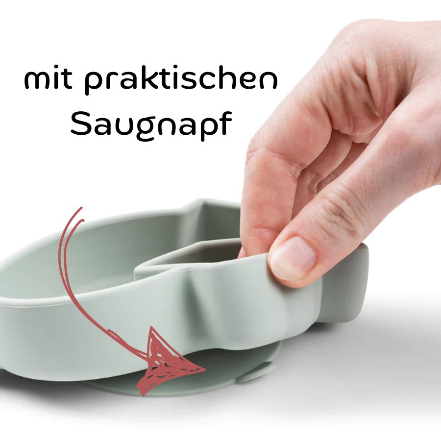 Saugnapfteller Kinderteller Vogel Birdee Silikonteller